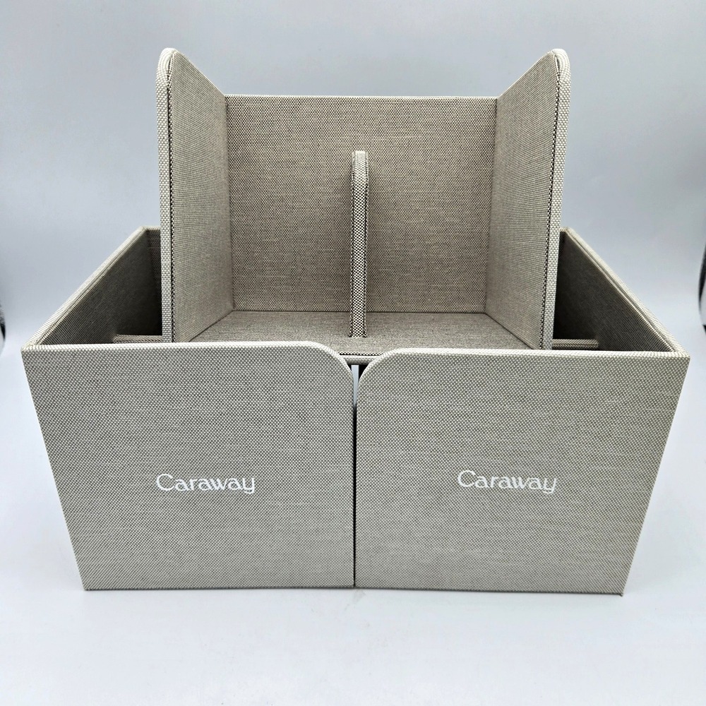 Caraway Food‎ Storage Bin Holder Pantry Organizers Gray Canvas Magnetic Set of 3